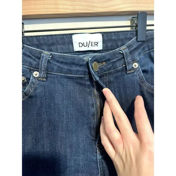 DU/ER Performance Denim Mid Rise Slim Straight in Dark Stone Women's Size 30x32 - Picture 11 of 14